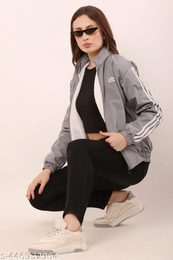Grey_Polyester_Windcheater_Jacket_For_Women