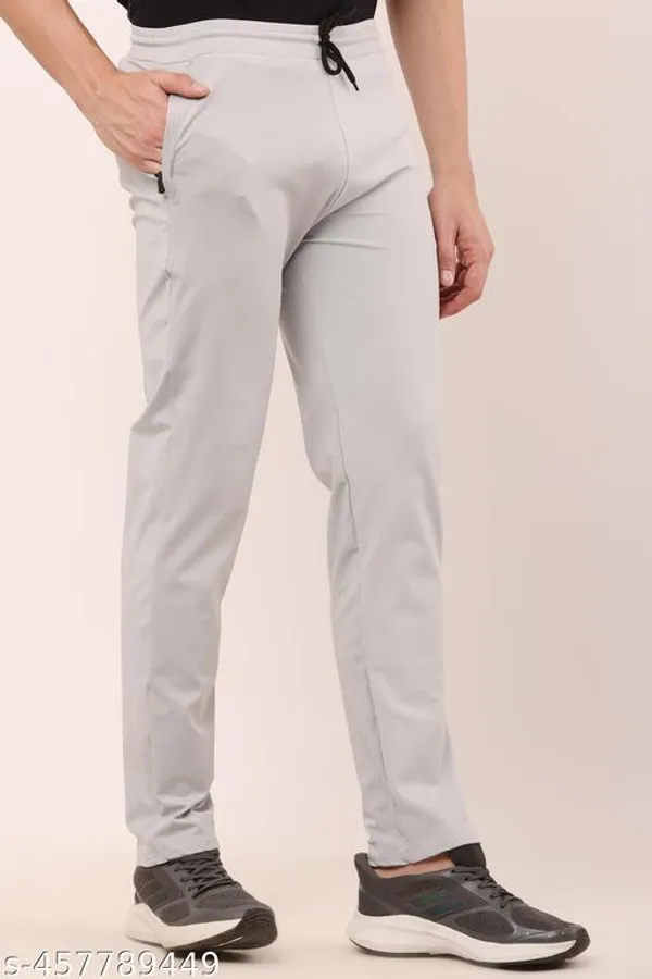Light_Grey_Lycra_Blend_Track_Pants_For_Men