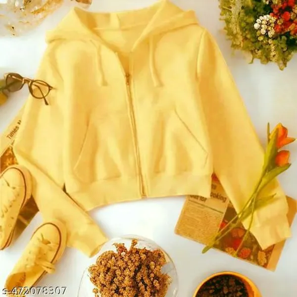 Yellow_Cotton_Blend_Hoodie_/_Sweatshirt_For_Women