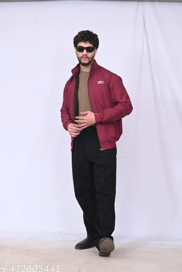 Maroon_Polyester_Windcheater_Jacket_For_Men