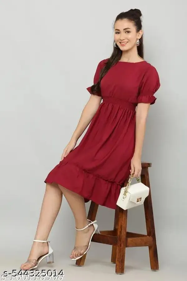 Maroon_Crepe_consize_Dress_For_Women