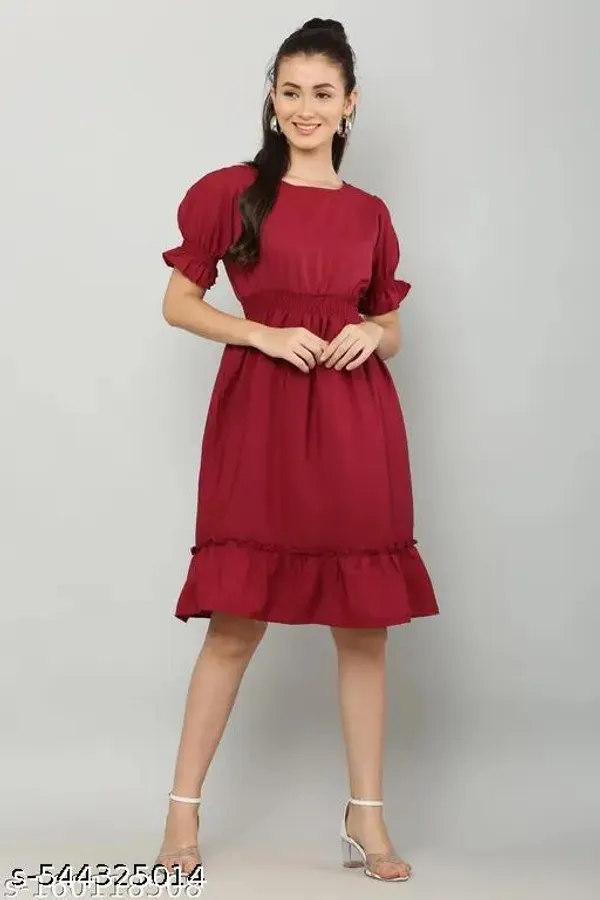 Maroon_Crepe_consize_Dress_For_Women
