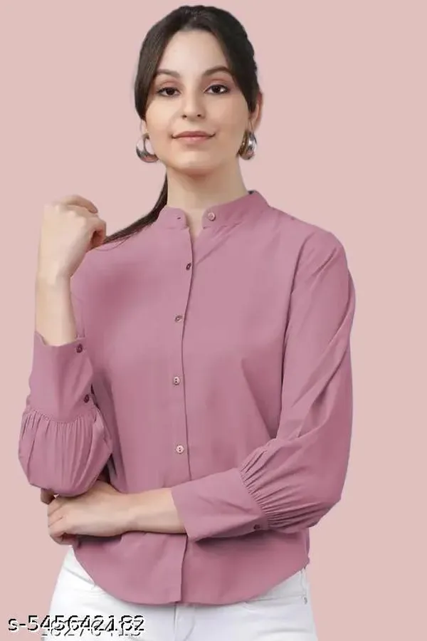 Peach_Cotton_Blend_Shirt_For_Women