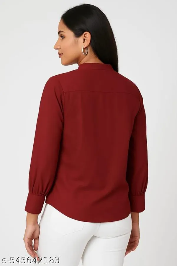 Maroon_Cotton_Blend_Shirt_For_Women