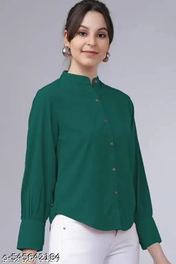 Mint_Green_Cotton_Blend_Shirt_For_Women