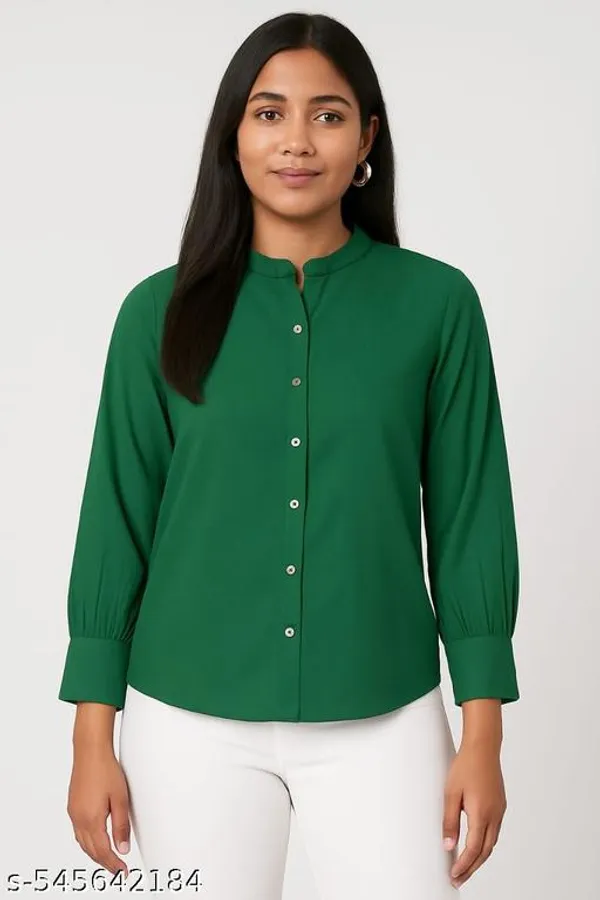 Mint_Green_Cotton_Blend_Shirt_For_Women