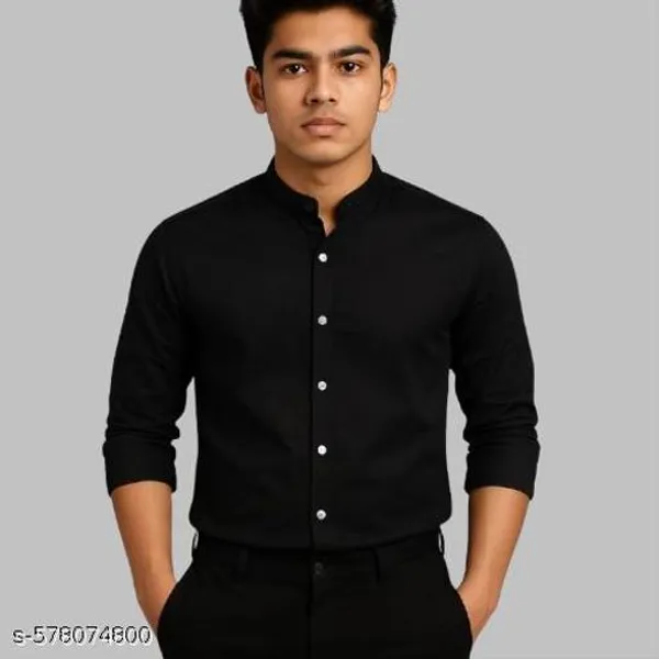 Black_Cotton_Blend_Shirt_For_Men