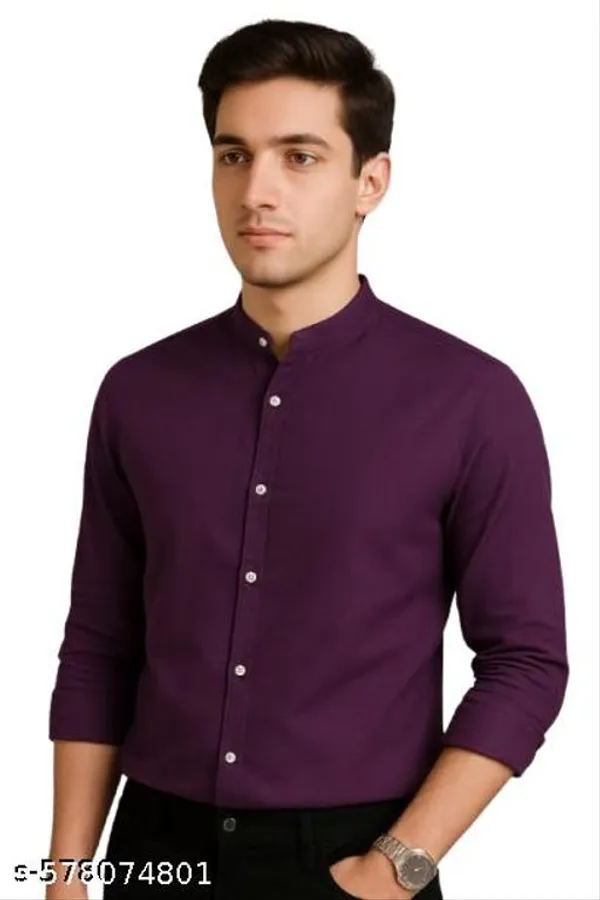 Purple_Cotton_Blend_Shirt_For_Men