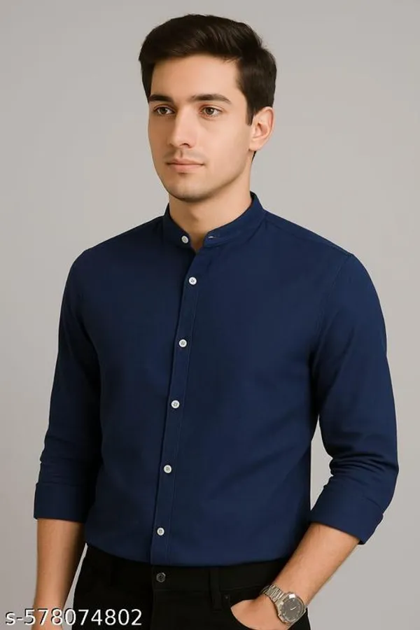 Navy_Blue_Cotton_Blend_Shirt_For_Men