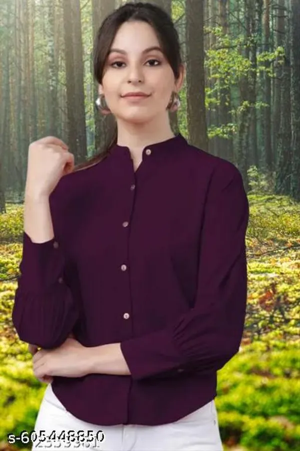 Purple_Cotton_Blend_Shirt_For_Women