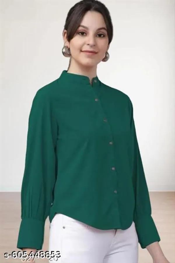 Green_Cotton_Blend_Shirt_For_Women