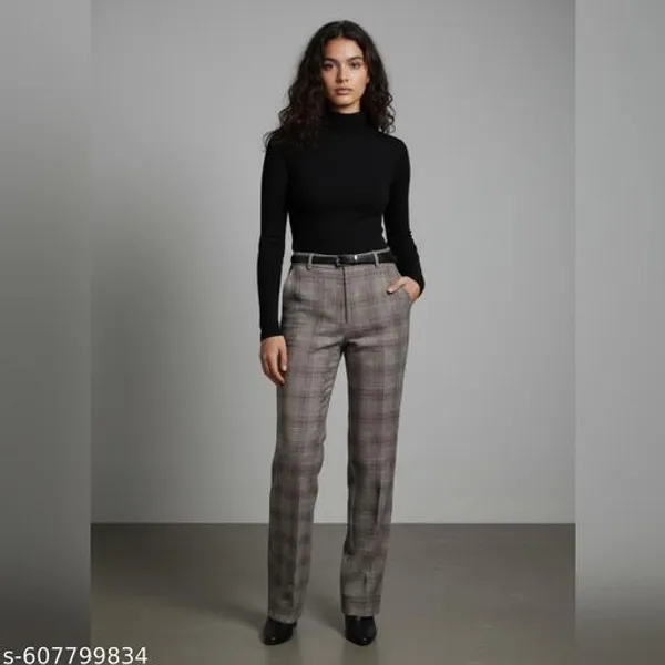White_Cotton_Blend_Pants_For_Women