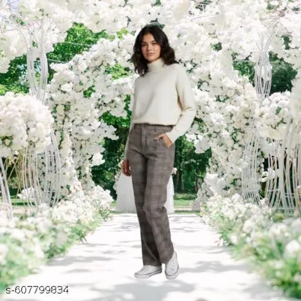 White_Cotton_Blend_Pants_For_Women