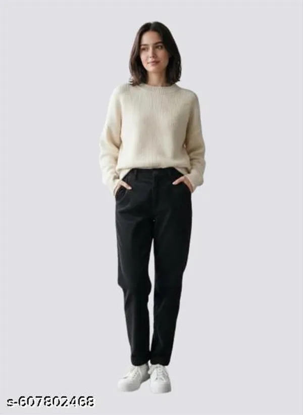 Black_Cotton_Blend_Pants_For_Women