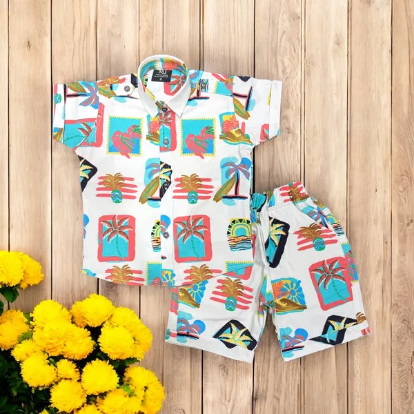 White_Cotton_Mix_Printed_Co-Ord_Sets_For_Boys