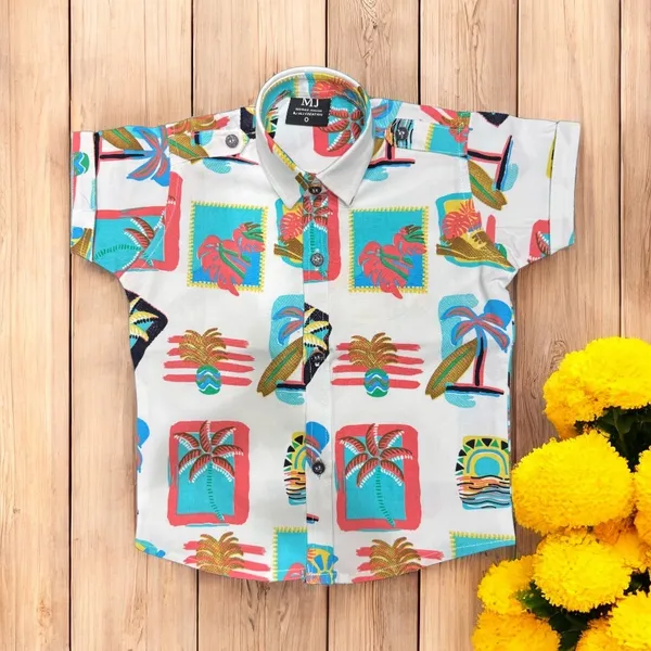 White_Cotton_Mix_Printed_Co-Ord_Sets_For_Boys