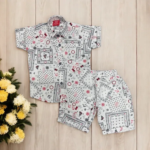 Red_Cotton_Mix_Printed_Co-Ord_Sets_For_Boys