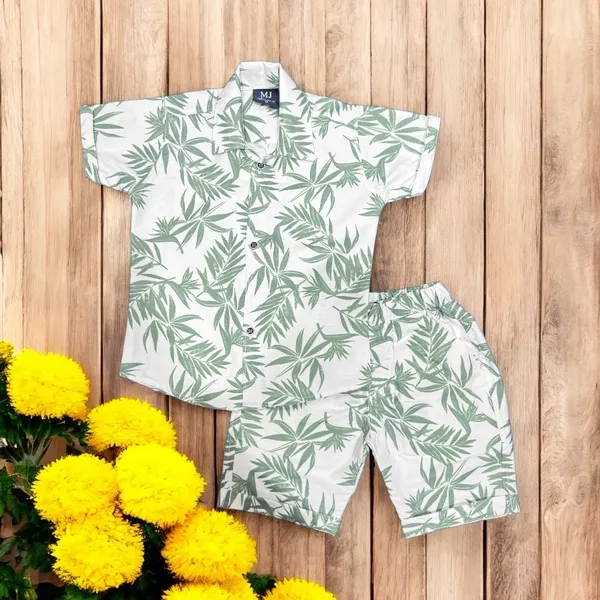 Green_Cotton_Mix_Printed_Co-Ord_Sets_For_Boys