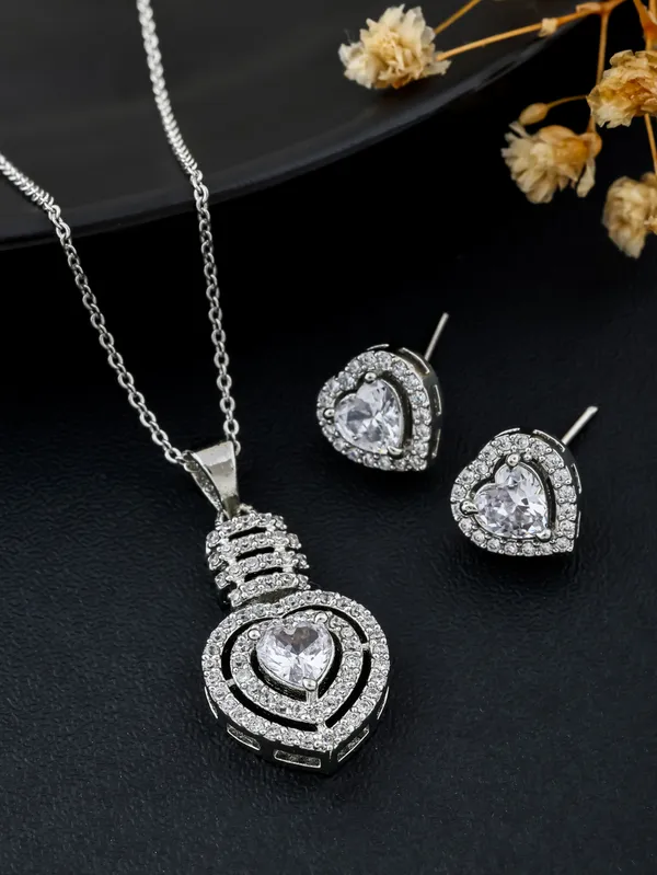 Silver_Plated_Earings_With_Pendant_For_Women