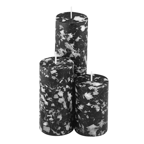 Set_of_3_Black_Candles_Fragrance_Pillar_Candles_Marble_Finish_(Black_-_Flora_By_Gucci),_Paraffin_Wax_Floral
