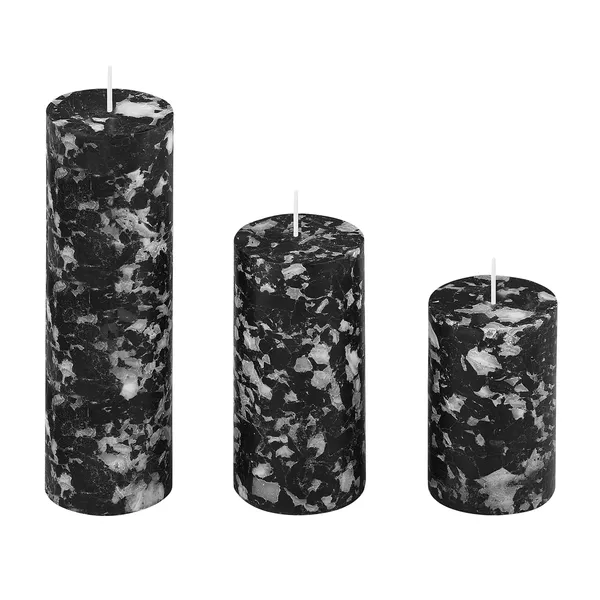 Set_of_3_Black_Candles_Fragrance_Pillar_Candles_Marble_Finish_(Black_-_Flora_By_Gucci),_Paraffin_Wax_Floral