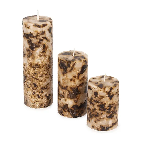 Set_of_3_Brown_Candles_Fragrance_Pillar_Wax_Candles_Marble_Finish