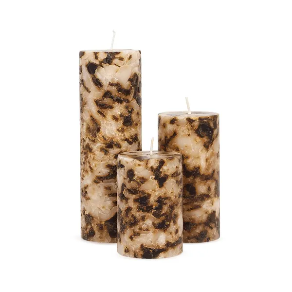 Set_of_3_Brown_Candles_Fragrance_Pillar_Wax_Candles_Marble_Finish