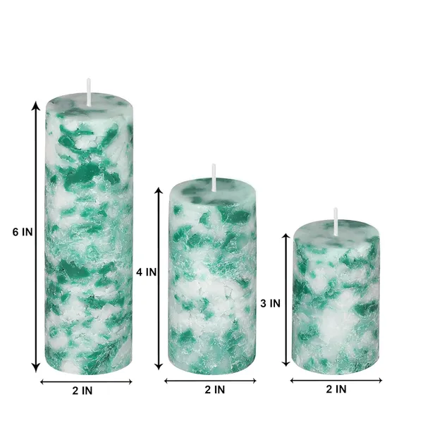 Set_of_3_Multicolor_Candles_Fragrance_Pillar_Candles_Marble_Finish_(Green_Apple)_,Wax