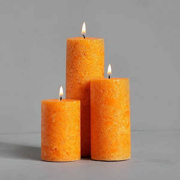 Set_Of_3_Orange_Candle_Fragrance_Pillar_Candles_Marble_Finish_(Sandalwood_Fragrance)