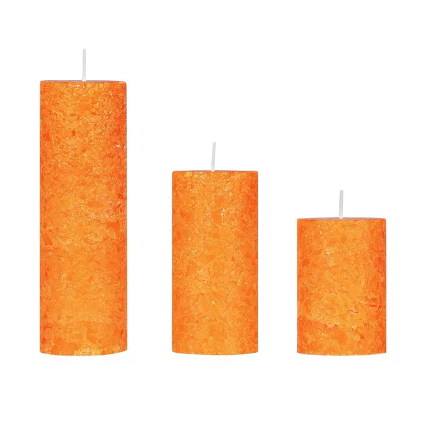 Set_Of_3_Orange_Candle_Fragrance_Pillar_Candles_Marble_Finish_(Sandalwood_Fragrance)