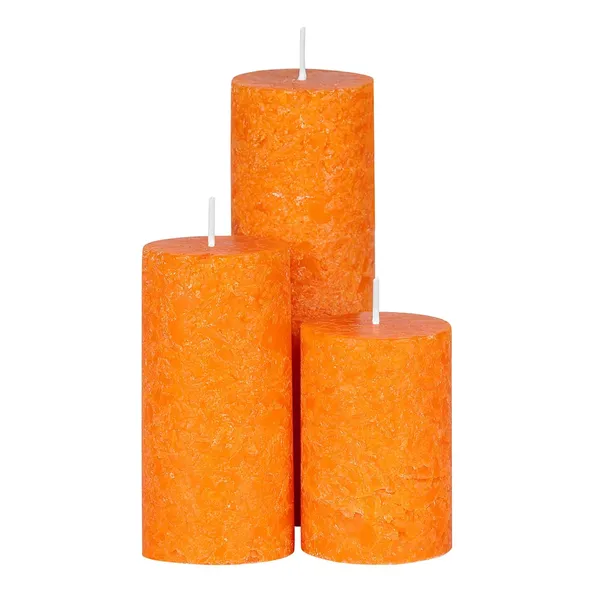 Set_Of_3_Orange_Candle_Fragrance_Pillar_Candles_Marble_Finish_(Sandalwood_Fragrance)