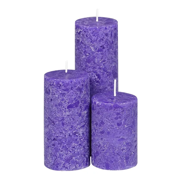 Set_Of_3_Purple_Candle_Fragrance_Pillar_Candles_Marble_Finish_(Lavender_Fragrance)