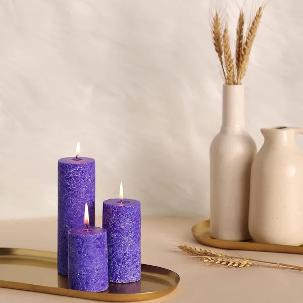 Set_Of_3_Purple_Candle_Fragrance_Pillar_Candles_Marble_Finish_(Lavender_Fragrance)