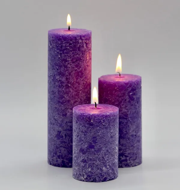 Set_Of_3_Purple_Candle_Fragrance_Pillar_Candles_Marble_Finish_(Lavender_Fragrance)