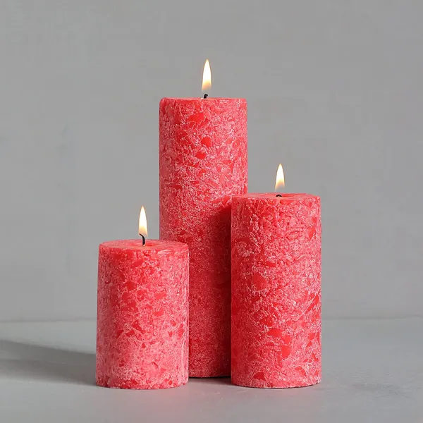 Set_Of_3_Multicolor_Candles_Fragrance_Pillar_Candles_Marble_Finish_(Rose_Fragrance)100%_Paraffin_Wax