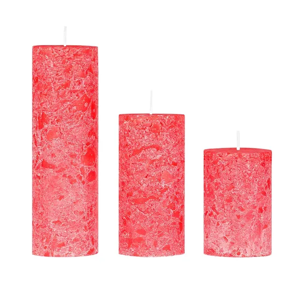 Set_Of_3_Multicolor_Candles_Fragrance_Pillar_Candles_Marble_Finish_(Rose_Fragrance)100%_Paraffin_Wax