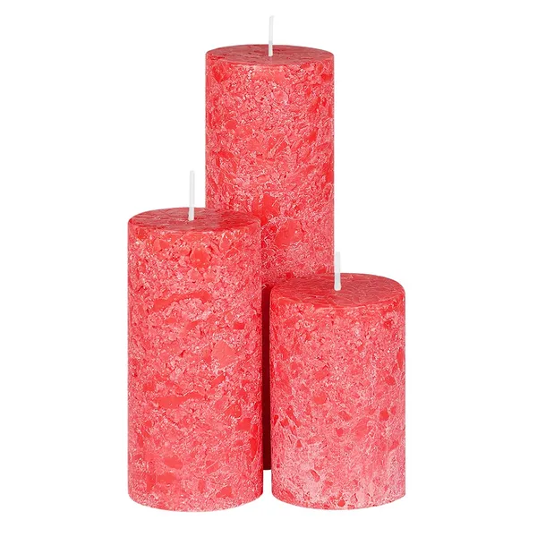 Set_Of_3_Multicolor_Candles_Fragrance_Pillar_Candles_Marble_Finish_(Rose_Fragrance)100%_Paraffin_Wax