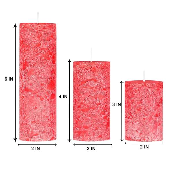 Set_Of_3_Multicolor_Candles_Fragrance_Pillar_Candles_Marble_Finish_(Rose_Fragrance)100%_Paraffin_Wax