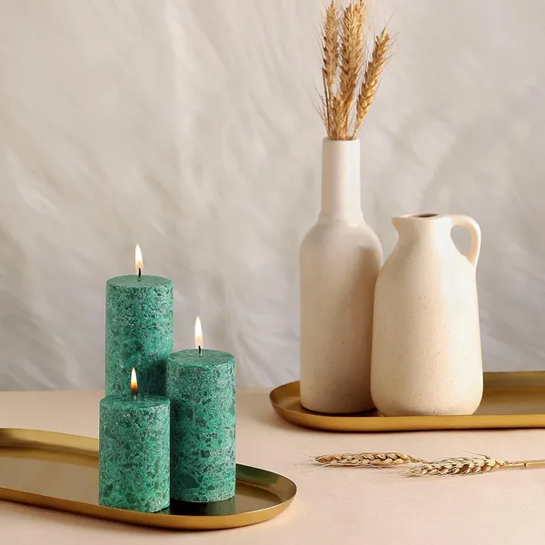 Set_of_3_Multi_Candles_Fragrance_Pillar_Candles_Marble_Finish_(Mogra_Fragrance),_Paraffin_Wax_-_Sea_Green_-_Mogra_Fragrance
