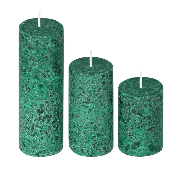 Set_of_3_Multi_Candles_Fragrance_Pillar_Candles_Marble_Finish_(Mogra_Fragrance),_Paraffin_Wax_-_Sea_Green_-_Mogra_Fragrance