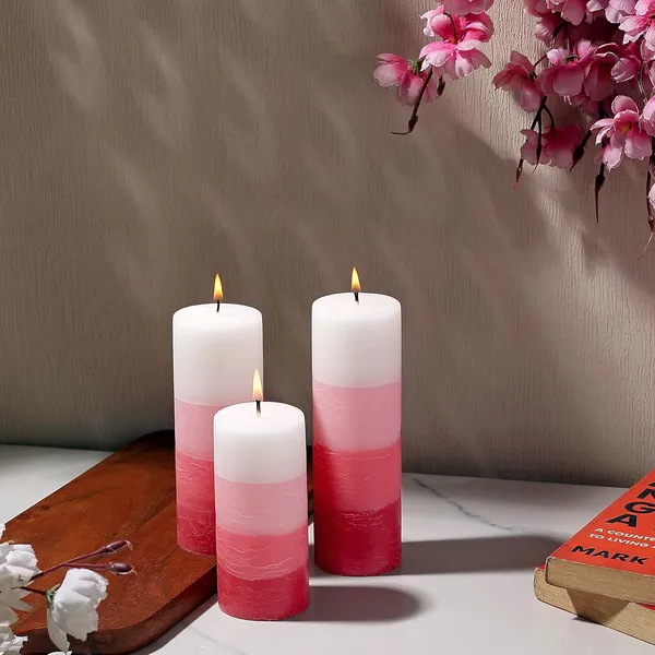 Set_of_3_Red_Wax_By_Parkash_Candle_Fragrance_Pillar_Candles_Shade_Finish_(_Rose)_5_X_15_Cm
