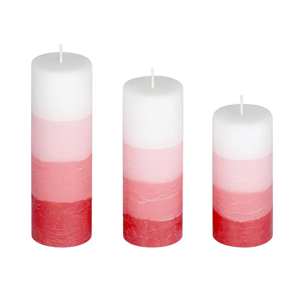 Set_of_3_Red_Wax_By_Parkash_Candle_Fragrance_Pillar_Candles_Shade_Finish_(_Rose)_5_X_15_Cm