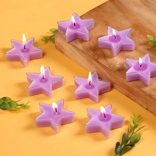 Set_Of_8_Purple_Candles_Star_Shaped_T_Light,_Scented_(_Lavender)