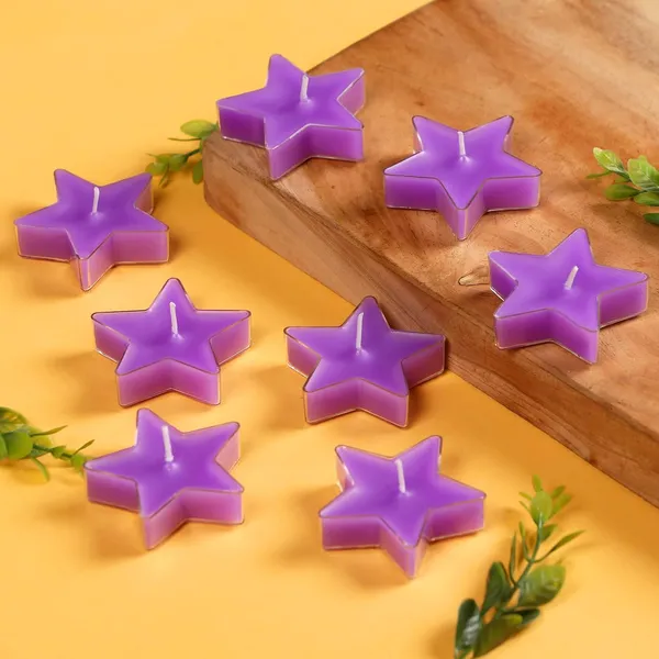 Set_Of_8_Purple_Candles_Star_Shaped_T_Light,_Scented_(_Lavender)