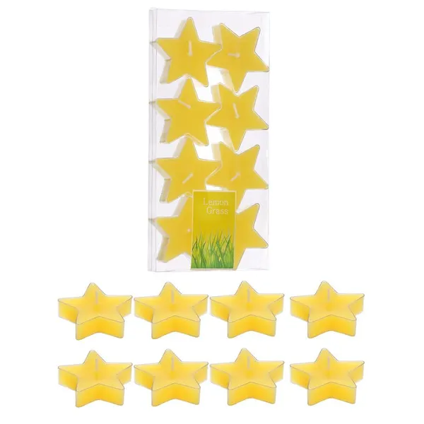 Set_Of_8_Yellow_Candles_Star_Shaped_T_Light,_Scented