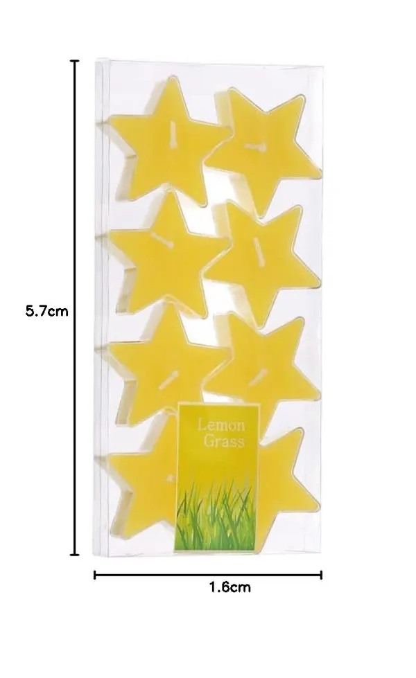 Set_Of_8_Yellow_Candles_Star_Shaped_T_Light,_Scented