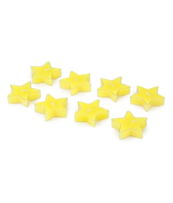 Set_Of_8_Yellow_Candles_Star_Shaped_T_Light,_Scented