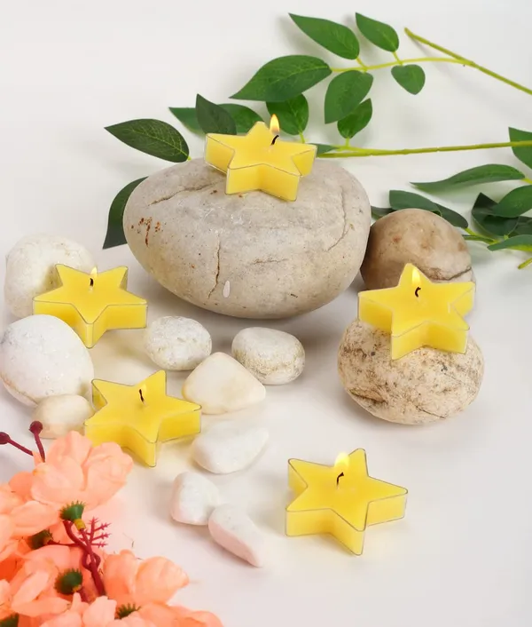 Set_Of_8_Yellow_Candles_Star_Shaped_T_Light,_Scented