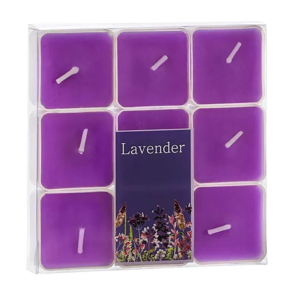 Pack_of_9_Purple_Candles_Scented_Square_Shaped_Tealights_(Lavender_)