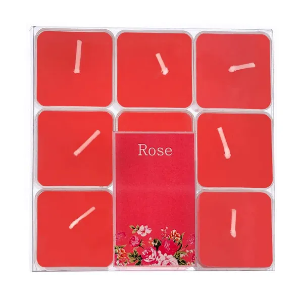 Pack_of_9_Red_Candles_Scented_Square_Shaped_Tealights_(Rose_)